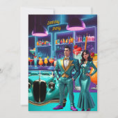 ドライブインカクテルバー誕生日パーティカラフルおもしろい 招待状 (正面)