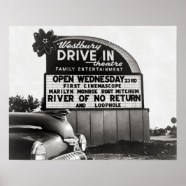 ドライブインシアター、1954年。ヴィンテージ写真 ポスター