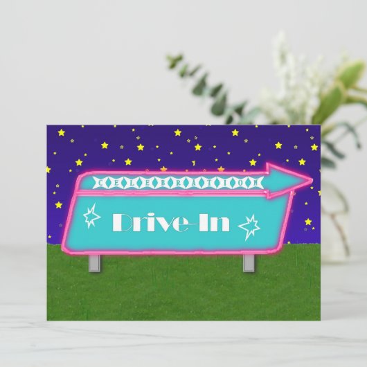 ドライブインムービーシアターパーティの招待状 招待状 (スタンド正面)