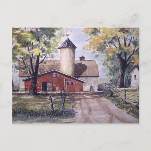 ドライブウェイの端の納屋 – はがき (正面)