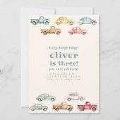 ドライブオンヴィンテージカートラック誕生日招待状 招待状 (正面)