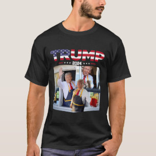 ドライブスルーで働くトランプのファストフード店員 フランス語 Tシャツ