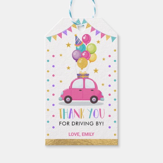 ドライブスルーガール誕生日スイートトリートウィーヴル ギフトタグ (正面)