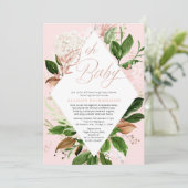 ドライブスルーバラ金ゴールド緑の女の子の赤ちゃんシャワー 招待状 (スタンド正面)