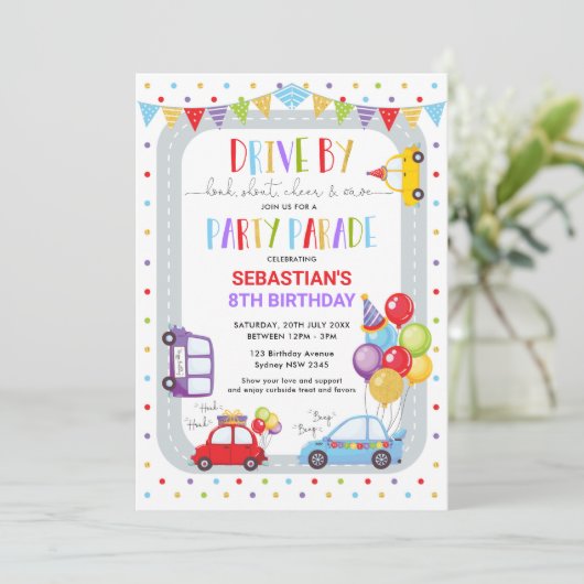 ドライブスルー誕生日パレード検疫パーティー 招待状 (スタンド正面)