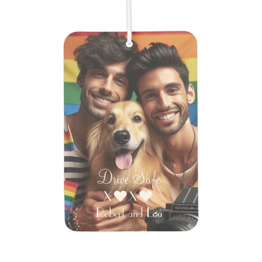 ドライブセーフゲイカップル愛 | カスタム写真 カーエアーフレッシュナー (正面)