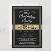 ドライブバイの任意の誕生日ブラック金ゴールドとホワイトパーティー 招待状 (正面)