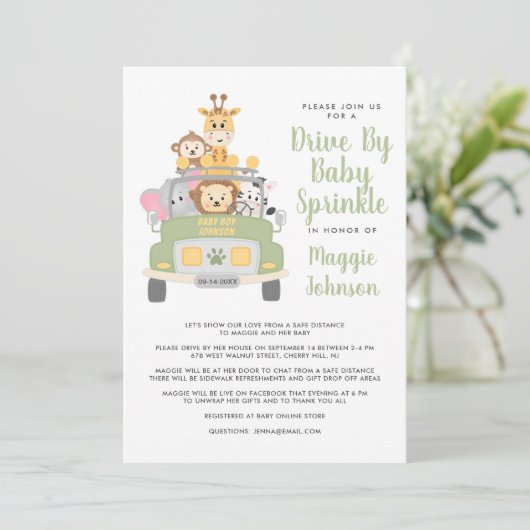 ドライブバイアニマルサファリベビー散布招待状 招待状 (スタンド正面)