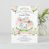ドライブバイエレファントガールズベビーシャワー招待状 招待状 (スタンド正面)