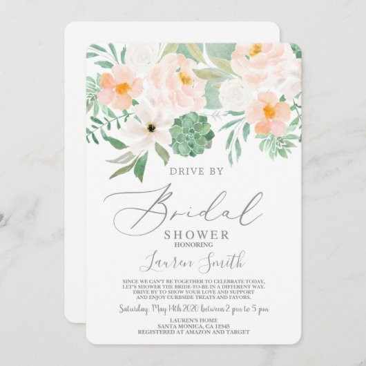 ドライブバイサクルメンツブライダルシャワー 招待状 (正面/裏面)