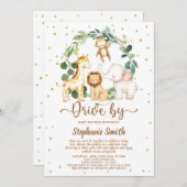 ドライブバイサファリジャングルボーイベビーシャワー 招待状 (正面/裏面)