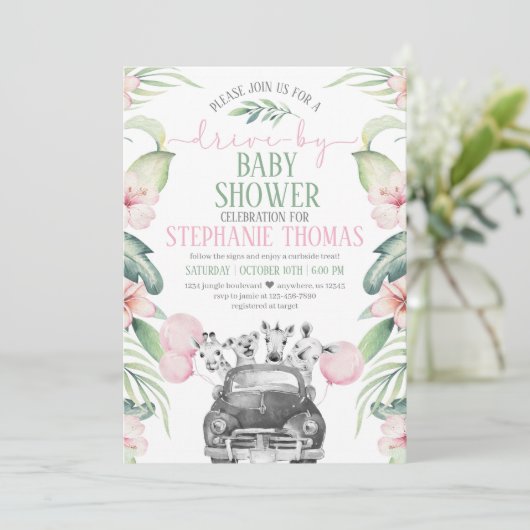 ドライブバイサファリベイビーシャワーパレード招待状 招待状 (スタンド正面)