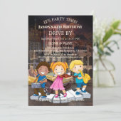 ドライブバイディスタンス音楽子供の誕生日パーティー 招待状 (スタンド正面)