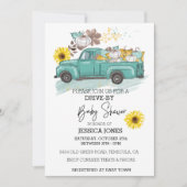 ドライブバイトラックカボチャ秋の赤ちゃんシャワー 招待状 (正面)