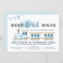 ドライブバイトレイン誕生日招待状ボーイ