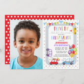 ドライブバイバースデーパーティパレードフォト招待状 招待状 (正面/裏面)