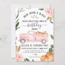 ドライブバイパンプキン誕生日招待状