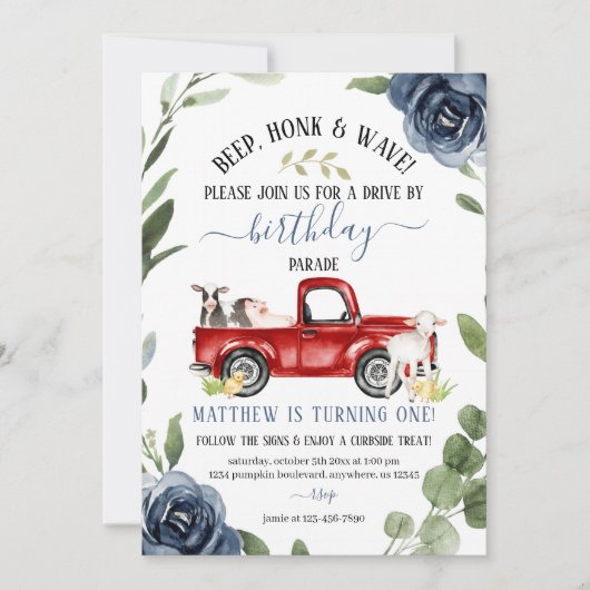 ドライブバイファーム誕生日招待状 招待状 (正面)