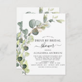 ドライブバイブライダルシャワーグリーンリーユーカリ 招待状 (正面/裏面)