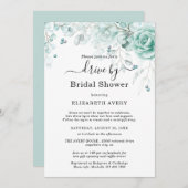 ドライブバイブライダルシャワーターコイズとセージ緑 招待状 (正面/裏面)