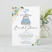 ドライブバイブライダルシャワーブルーフローラカードライブバイ 招待状 (スタンド正面)