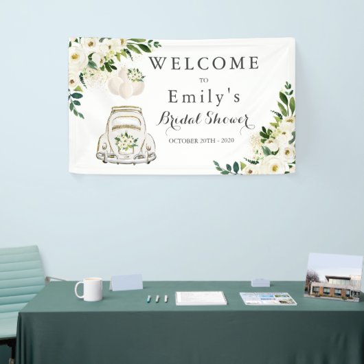 ドライブバイブライダルシャワーホワイトフローラ 横断幕 (トレードショー)