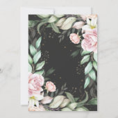 ドライブバイブライダルシャワーラグジュアリーブラック&ピンクフローラ 招待状 (裏面)