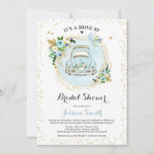 ドライブバイブライダルシャワー招待ブルーフローラ 招待状 (正面)