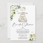 ドライブバイブライダルシャワー招待ホワイトフローラ 招待状 (正面)