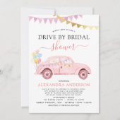 ドライブバイブライダルシャワー赤面ピンクゴールドフォイル 招待状 (正面)