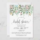 ドライブバイブライダルシャワー、水彩コテージ花 招待状 (正面)
