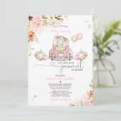 ドライブバイベイビーシャワーピンク金ゴールドポンプキン 招待状 (スタンド正面)