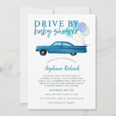 ドライブバイベイビーシャワーブルーカーパレード 招待状 (正面)