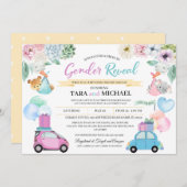 ドライブバイベビーの性別表示招待状 招待状 (正面/裏面)