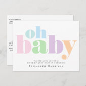 ドライブバイベビーシャワーパステルタイポグラフィ インビテーションポストカード (正面/裏面)