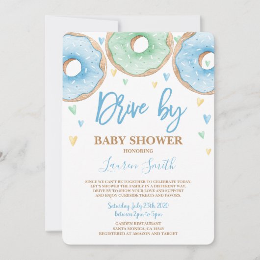 ドライブバイベビーシャワーボーイ 招待状 (正面)