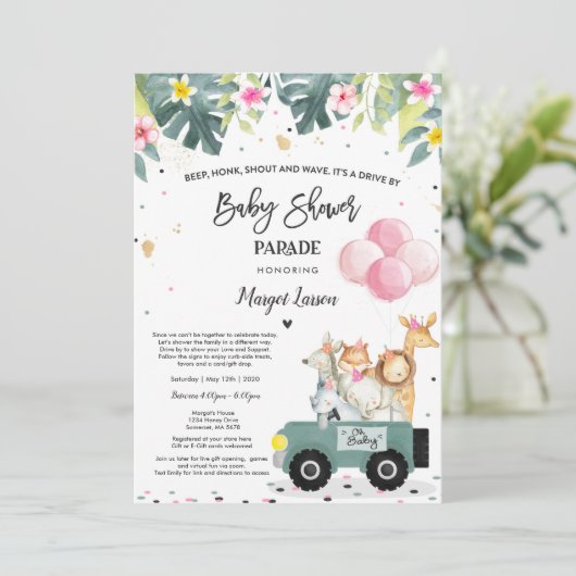 ドライブバイベビーシャワー招待状サファリベビーシャワー 招待状 (スタンド正面)