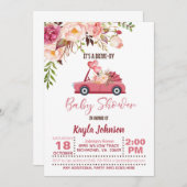 ドライブバイベビーシャワー招待状-ガール 招待状 (正面/裏面)