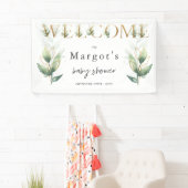 ドライブバイベビーシャワー緑と金ゴールド 横断幕 (インサイチュ)