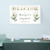 ドライブバイベビーシャワー緑と金ゴールド 横断幕 (トレードショー)