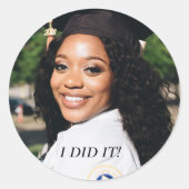 ドライブバイ卒業お祝い写真 ラウンドシール (正面)