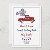 ドライブバイ誕生日ソーシャル分散パーティー赤 招待状 (正面)