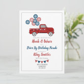 ドライブバイ誕生日ソーシャル分散パーティー赤 招待状 (スタンド正面)