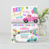 ドライブバイ誕生日パレード招待状ピンクパレード 招待状 (スタンド正面)