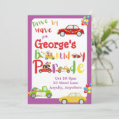 ドライブバイ誕生日違うデザイン招待状カード 招待状 (スタンド正面)