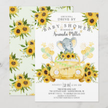 ドライブバイ エレファント ニュートラル ベビーシャワー 招待状