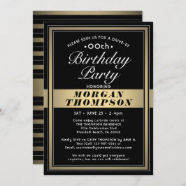 ドライブバイ バースデー ブラック ゴールド & ホワイト パーティー 招待状