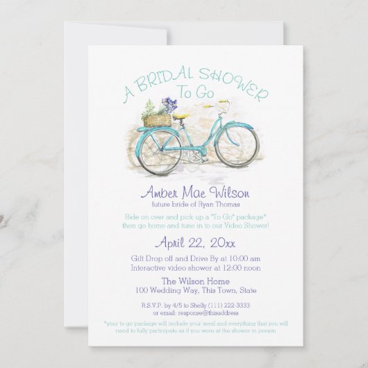 ドライブバイ ブライダルシャワー ヴィンテージ自転車 招待状 (正面)