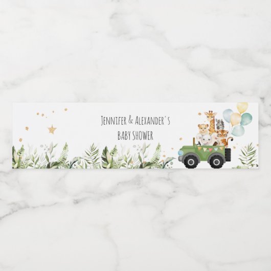 ドライブバイSafariのベビーアニマルのベビーシャワー ペットボトルラベル (シングルラベル)