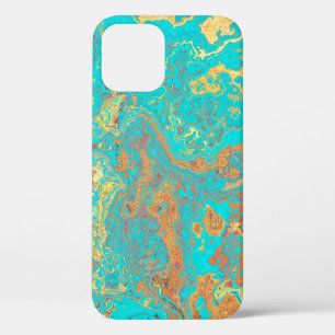 ドライブラシ絵画の大理石金ゴールドアートワーク。抽象芸術f iPhone 12ケース